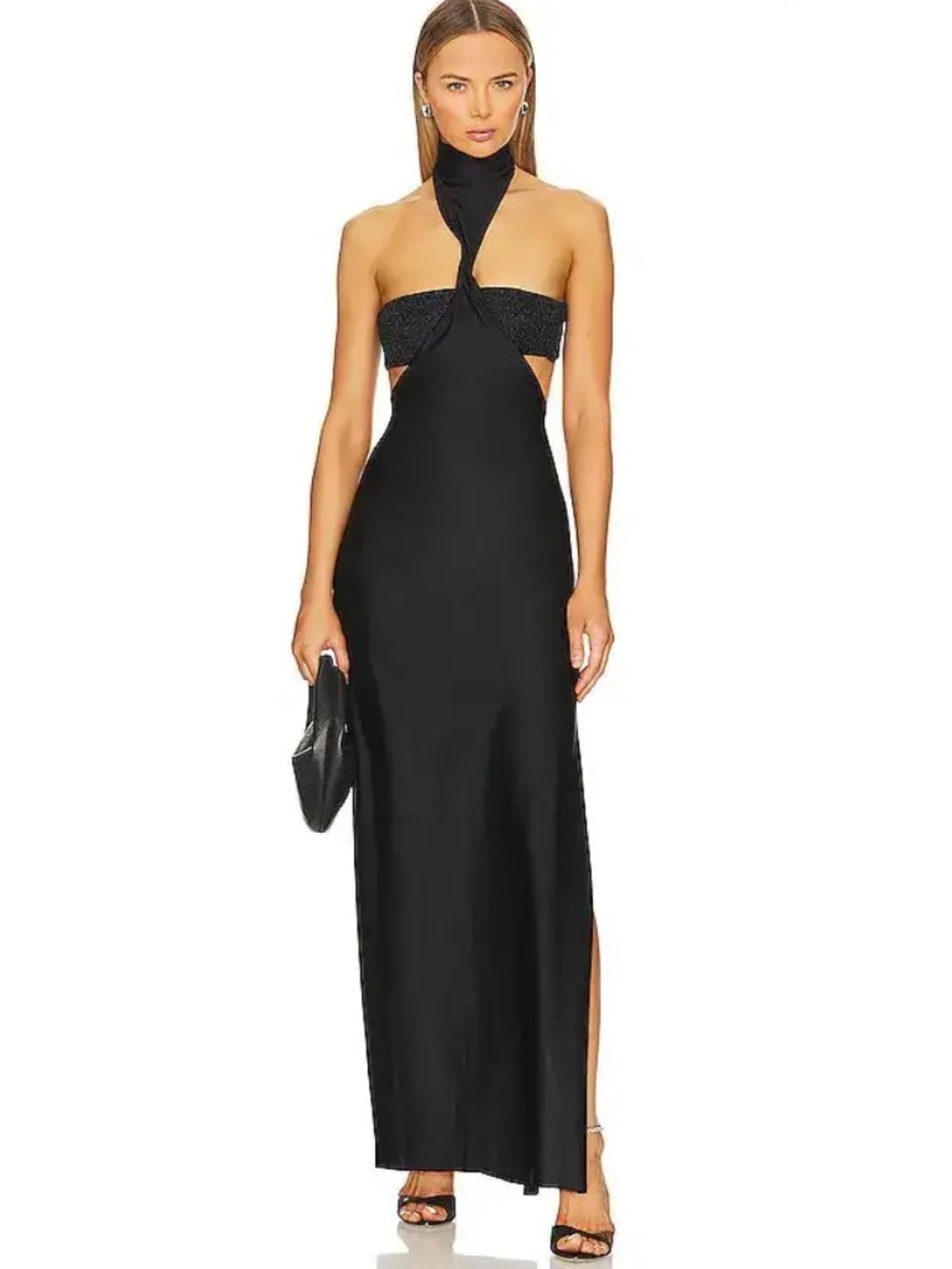 Baobab Collection Aluna maxi dress Black Halter Cutout Maxi Gown Revolve XL